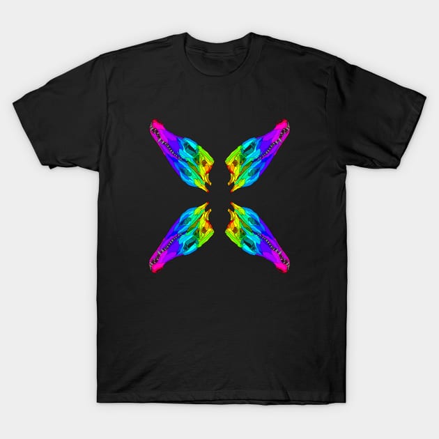 Rainbow Cuvier's Dwarf Caiman Skull T-Shirt by Tinker and Bone Studio